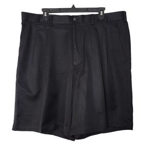PGA Tour Men's Solid Black Double Pleated Flat Front Golf Dress Shorts Size 38